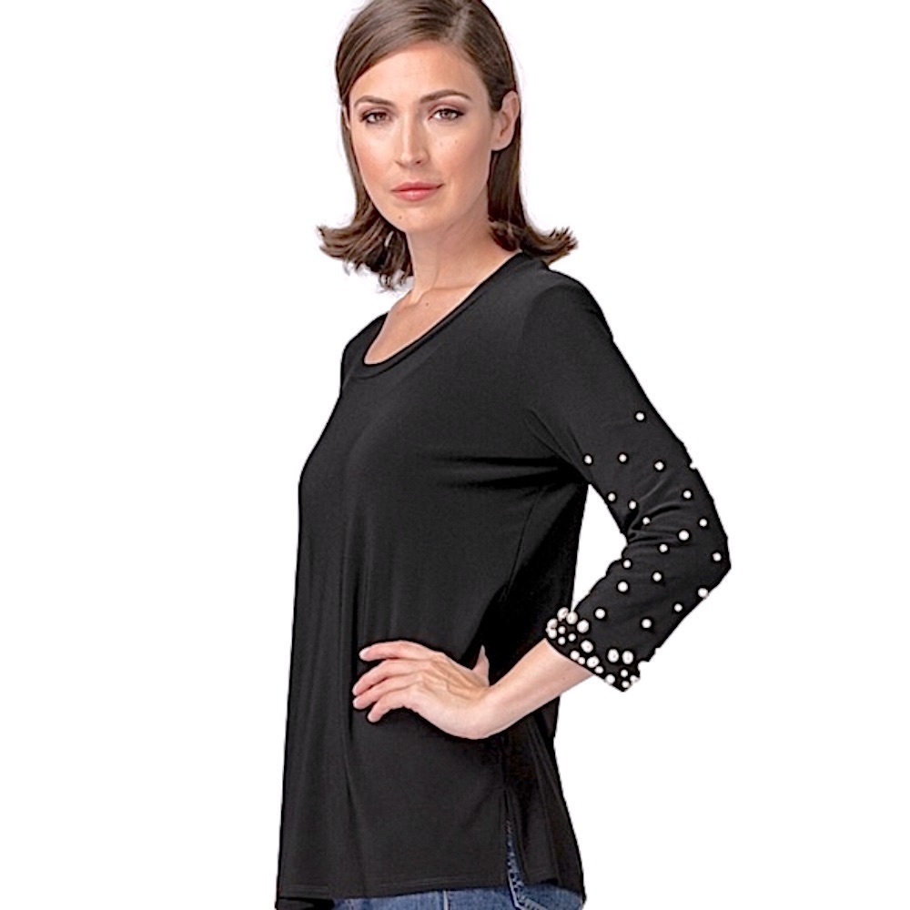 Joseph Ribkoff black top w/pearls